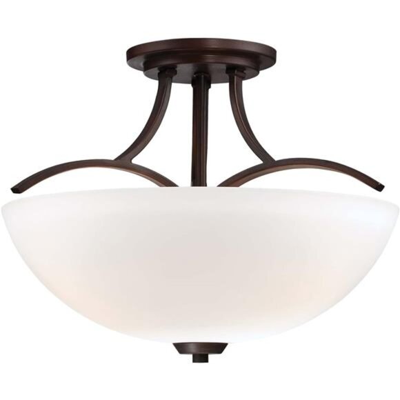 Minka Lavery 4962-284 Overland Park Round Glass Lighting Fixture Semi Flush Moun